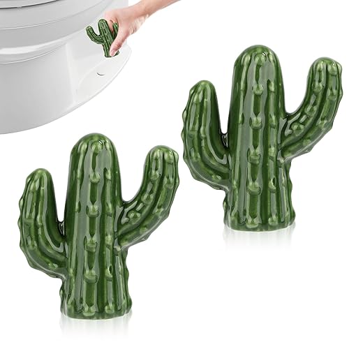 2pcs Toilet Bolt Covers, Ceramic Toilet Bolt Caps Cactus Shaped Toilet Screw Cover Caps Toilet Bolt Caps Toilet Nut Covers Decorative for Bathroom Toilet Decoration