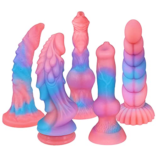 Jixaxe Alien Realistischer Dildo Silikon Leuchtend Analdildo mit starkem Saugnapf Anal Plug G-Punkt Stimulation Weicher Monster Dildos Butt Plug Sexspielzeug für Frauen und Männer (Raupe Dildo) - Raupe Dildo
