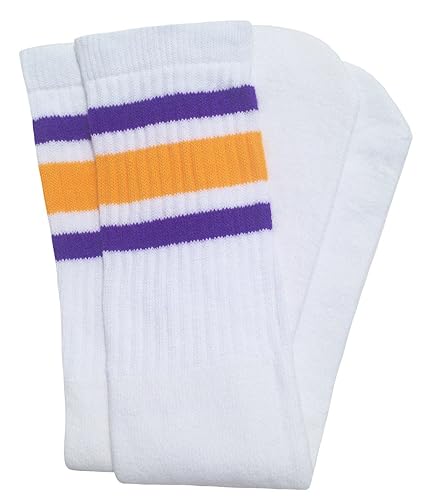 SKATERSOCKS Skater Socks 25" Knee High Tube Socks - White/Stripes Style 3