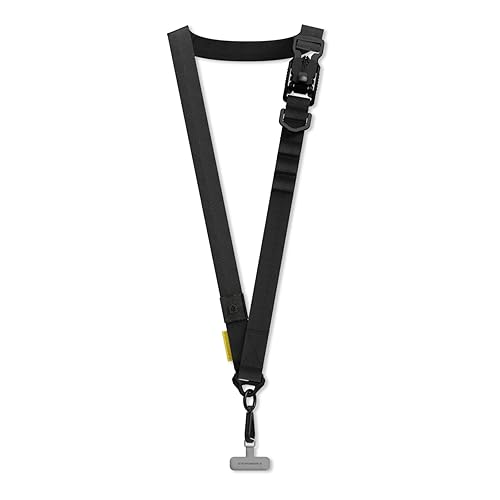 RhinoShield Sangle de téléphone Boucle magnétique avec système d'attache ultra-rapide, boucles supplémentaires pour accrocher des accessoires(Adaptateur pour lanière de téléphone inclus) - Cordon de téléphone - Adaptateur inclus - Sangle de Téléphone - Noir