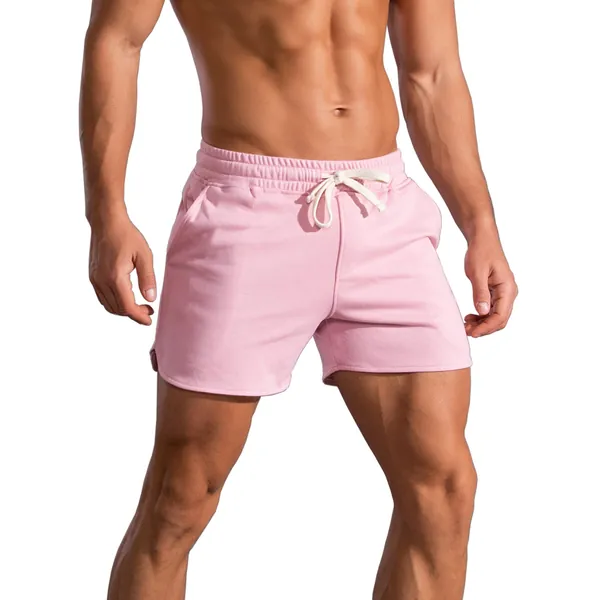 ASLIMAN Men's Bodybuilding Gym Workout Running Shorts - Pink Large