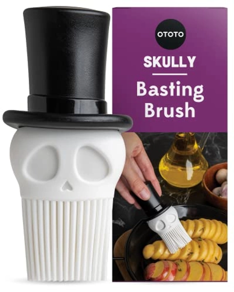 Skully Basting Brush by OTOTO - Silicone Pastry Brush, Kitchen Brush, Spooky Gifts, Skull Kitchen Accessories, Food Basting Brush for Cooking - Kitchen Gift, Kitchen Gadgets, Funny Gifts, Unique Gifts - Skully
