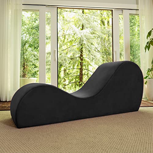 Avana Sleek Chaise Lounge for Yoga, Stretching, Relaxation-Made in The USA, 60D x 18W x 26H Inch, Black - Black