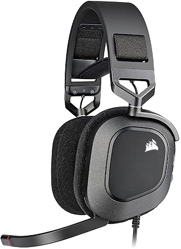 Corsair HS80 RGB USB Premium Gaming Headset with Dolby Audio 7.1 Surround Sound (Broadcast-Grade Omni-Directional Microphone, Memory Foam Earpads, High-Fidelity Sound, Durable Construction) Carbon - Wired - Black
