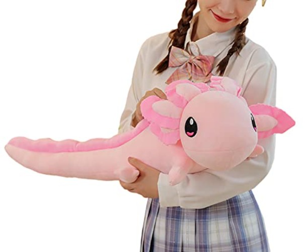 BIUBIULOVE Axolotl Plush Pillow, Axolotl Stuffed Animal Plush Toy for Kids Boys and Girls Gift for Birthday Party (26 Inch)