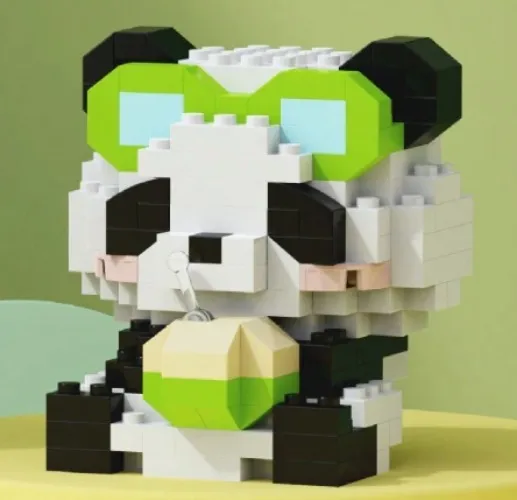 Panda bebiendo coco