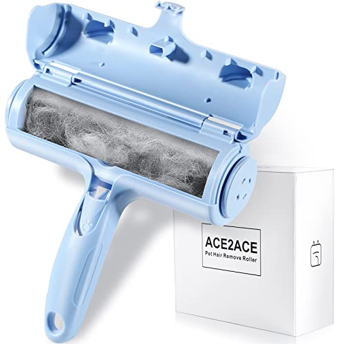ACE2ACE Tierhaarentferner, Fusselrolle, Fusselbürste für Tierhaar, Fusselroller für Hundehaare und Katzenhaare Wiederverwendbar, für Sofa, Kratzbaum, Teppich, Hundebett, Katzenbett - Baby Blau - Baby Blau