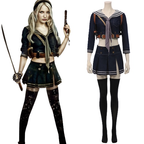 Sucker Punch Women Uniform Skirt Outfit Baby Doll Halloween Carnival Suit Cosplay Costume | Female / M