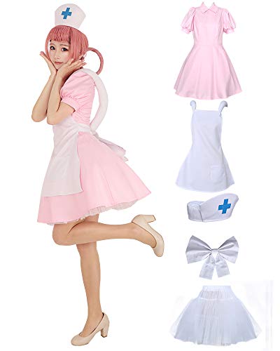 Cosplay.fm Women's Nurse Cosplay Costume Outfit Pink Dress with Hat - X-Large
