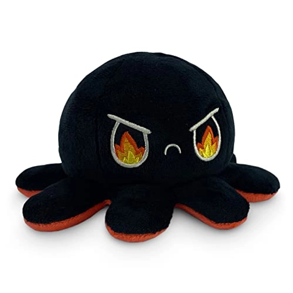 TeeTurtle - The Original Reversible Octopus Plushie - Angry Red + Rage Black - Cute Sensory Fidget Stuffed Animals That Show Your Mood - Angry Red + Rage Black - Plushie