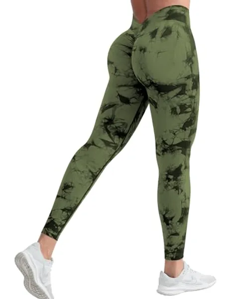 YEOREO Liz Scrunch Workout Leggings for Women High Waisted Butt Lifting V Back Waist Seamless Gym Yoga Leggings