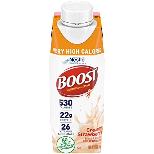 Boost Very High Calorie Nutritional Drink, No Artificial Colors or Sweeteners (Strawberry, 8 Fl Oz (Pack of 24)) - Strawberry - 8.00 Fl Oz (Pack of 24)