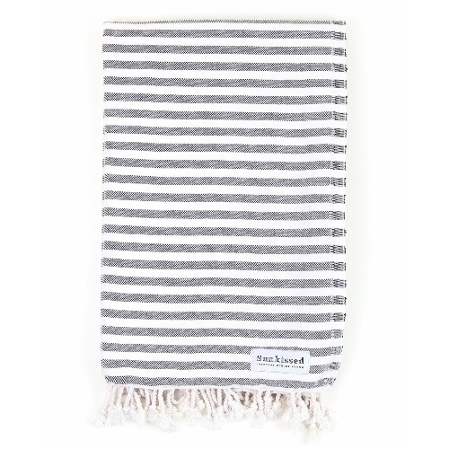 Saint-Tropez • Sand Free Beach Towel - Navy Blue / Off White / L • 100cm x 180cm • 40"W x 72"L