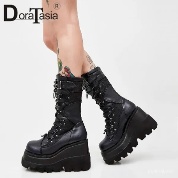 Ladies High Platform Boots Fashion Rivet Goth High Heels