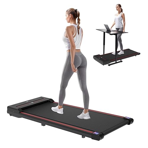 Sperax Walking Pad Treadmill,Under Desk Treadmill,2.5HP Treadmills for Home,3 in 1 Portable Walking Pad,320 Lb Capacity,No Assembly,Remote Control & LED Display - Black-Red
