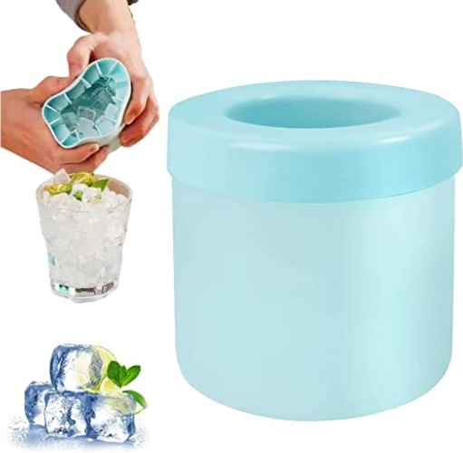 Silicone Mini Ice Cube Mold, New Cylinder 3D Ice Cubes Maker, Ice Cup Small Ice Cube Tray Making 60 Ice Cubes for Chilling Cocktail Whiskey Tea Coffee, Decompress Ice Lattice, Press-Type Easy-Release - Blue