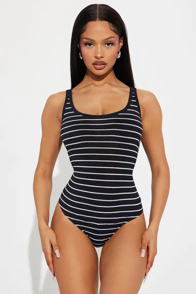 Sasha Striped Bodysuit - Black/White