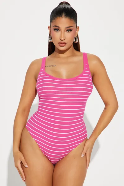 Sasha Striped Bodysuit - Fuchsia/combo