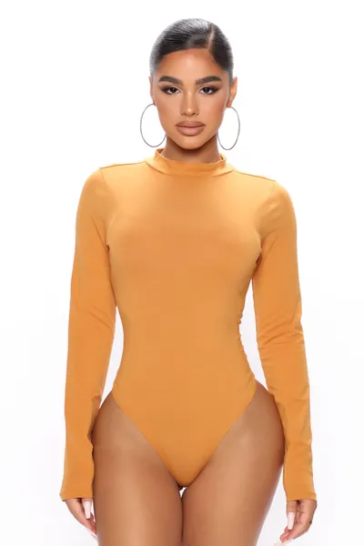 Melanie Mock Neck Bodysuit - Mustard