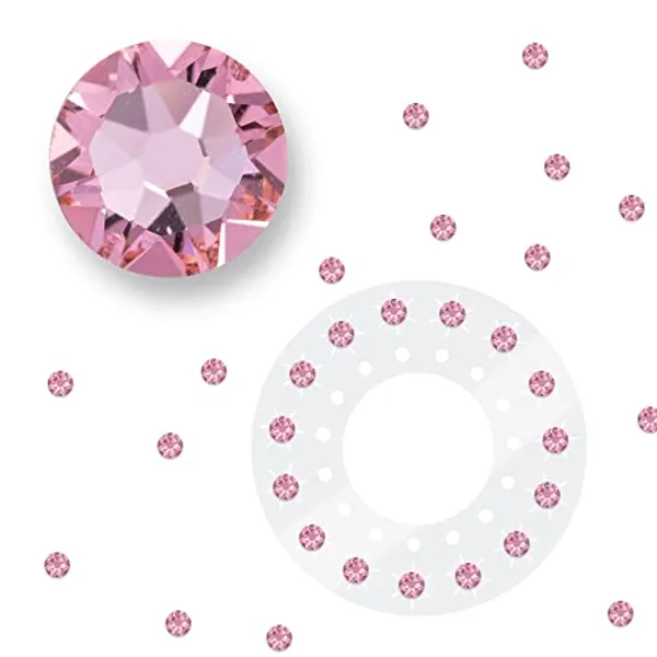 blinger Glimmer Refill Pack | 5 Discs - 75 Precision-Cut Glass Crystals | Bedazzling Hair Gems | Hair-Safe Adhesive – Bling In Brush Out | Works with blinger Hair Styling Tool (5 MM, Light Rose)