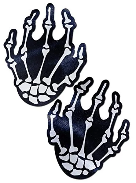 PASTEASE Skeleton Hand Pasties - Nipple Covers for Festival, Rave & Lingerie | Halloween Accessory | Latex Free & Made in USA