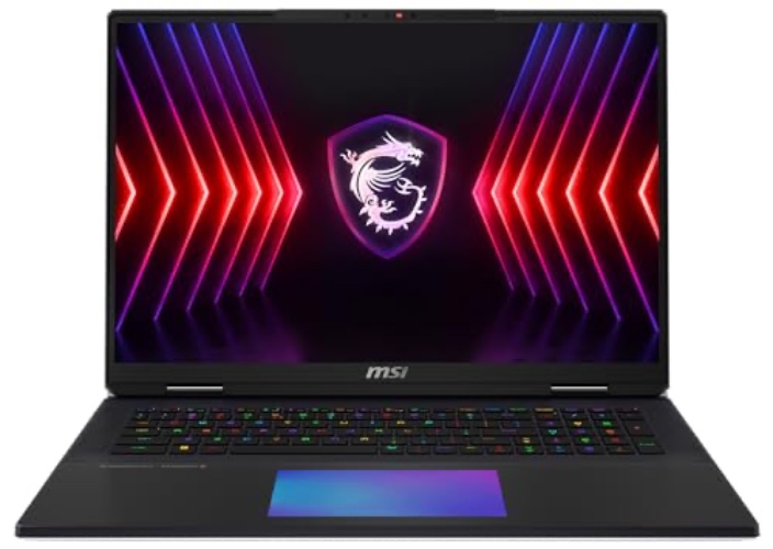 MSI Titan 18 HX Gaming Laptop, 18,0" UHD+ Mini-LED 120Hz, Intel® Core™ i9 14900HX, NVIDIA GeForce RTX 4090, 32GB DDR5, 2TB SSD, Windows 11 Pro, QWERTZ Tastatur, A14VIG-206, Schwarz/Silber