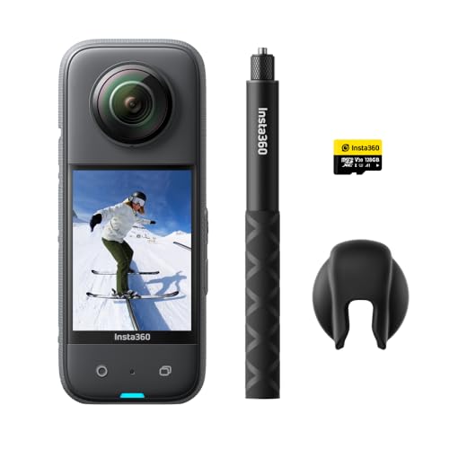 Insta360 X3 Vlog Kit - Waterproof 360 Action Camera with 1/2" 48MP Sensors, 5.7K 360 Active HDR Video, 72MP 360 Photo, 4K Single-Lens, 60fps Me Mode, Stabilization, 2.29" Touchscreen