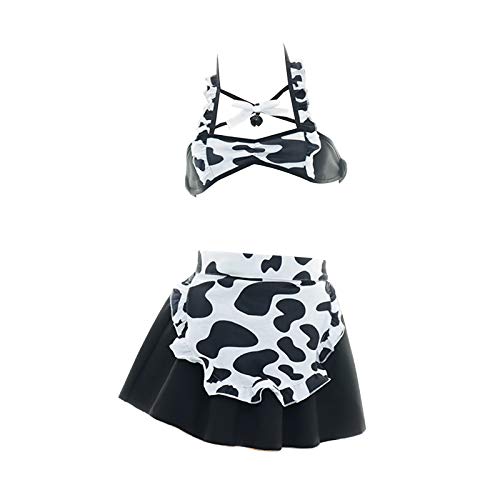 YOMORIO Womens Sexy Anime Cow Bikini Lingerie Lolita Japanese Cosplay Underwear - Two-piece Maid