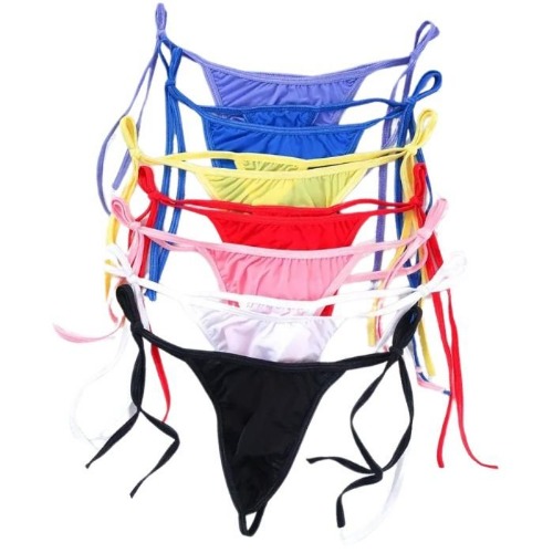 Side Tie G-String Thong Chastity Underwear for Men - Black / 2XL