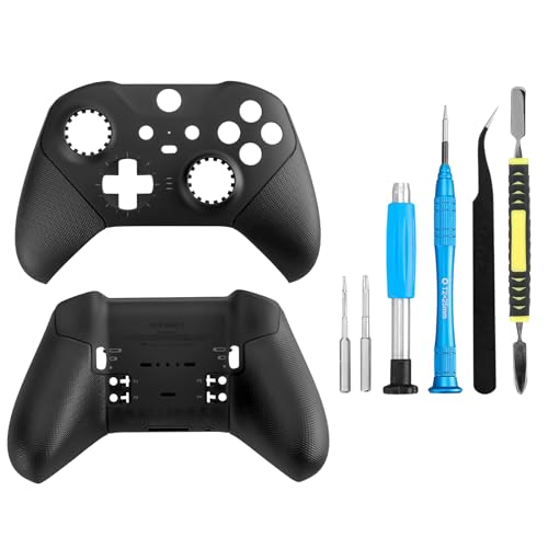Front Back Housing Shell Faceplate Cover Replacement Repair Kit for Xbox One Elite Series 2 Controller（Black） - black