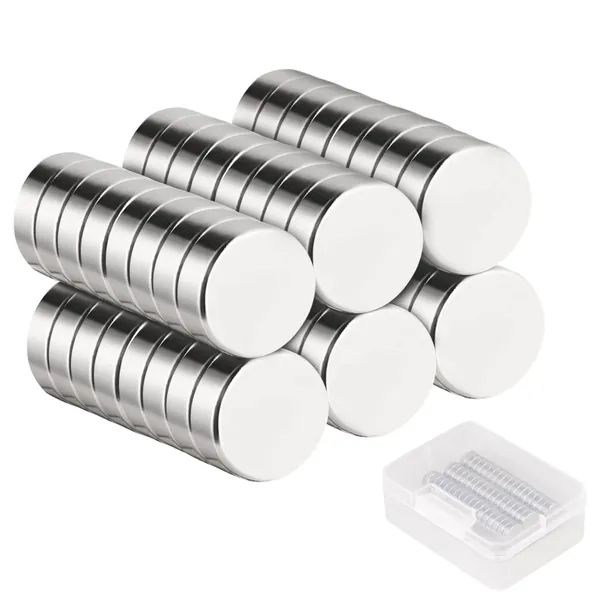 WQOE 50pcs Fridge Magnets 10 x 3mm, Round Magnets, Neodymium Magnets For Pin Board, WhiteBoard, Notice Board or Picture Magnet With A Storage Box