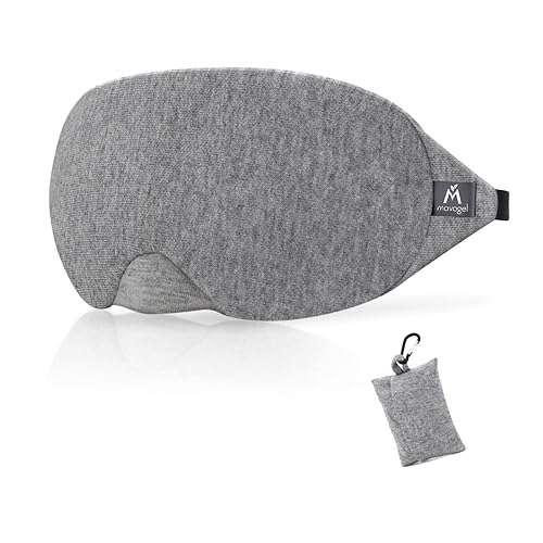 mavogel Cotton Sleep Eye Mask - Updated Design Light Blocking Sleep Mask, Soft and Comfortable Night Eye Mask for Men Women, Eye Blinder for Travel/Sleeping/Shift Work, Includes Travel Pouch, Grey - Grey