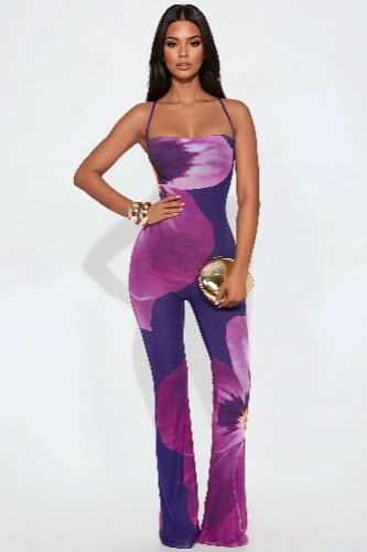 Island Love Mesh Jumpsuit - Purple/combo