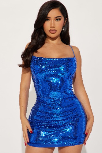 Jackie Sequin Mini Dress - Royal | M