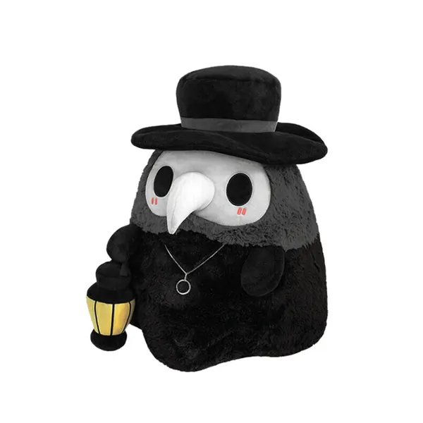 Plague Doctor Plush Toy Glow in the Dark Bird Stuffed Animals Steampunk Plushies - Black