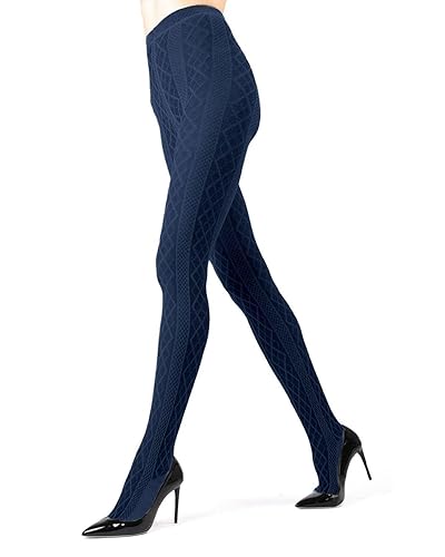 MeMoi Juneau Diamonds Cotton Blend Sweater Tights - Large-X-Large Dark Gray Heather