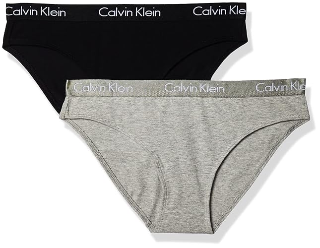 Calvin Klein Women's Motive Cotton Multipack Bikini Panty - X-Large - Black/Gray Heather
