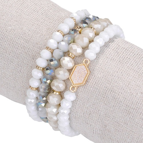 Arm Candy Natural Stone And Glass Crystal Bracelets - SILVER SKY