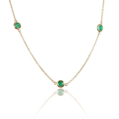 Emerald Station Necklace - 14K Rose Gold
