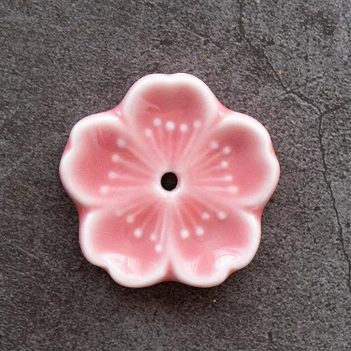 Cherry Blossom Cute Ceramic Floral Incense Burner - Pink