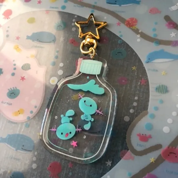 Woopers Water Bottle Glitter Keychain 2in Double-sided | Etsy