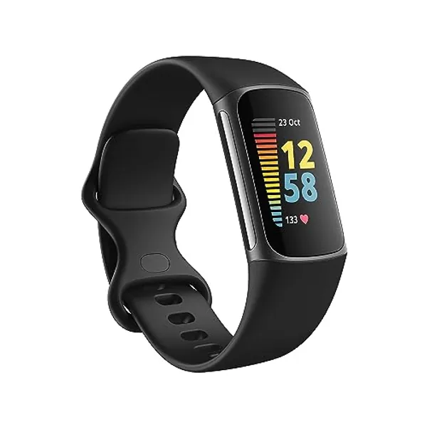 Fitbit Charge 5 Advanced Health & Fitness Tracker with Built-in GPS, Stress Management Tools, Sleep Tracking, 24/7 Heart Rate and More, Black/Graphite, One Size (S &L Bands Included)