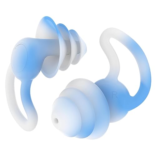 Reusable Swimming Ear Plugs with Nose Clips -2 Pairs Silicone Swimmers Ear Plugs for Adult Water Surfing, Snorkeling, Sleeping and Shower - Ring Tail