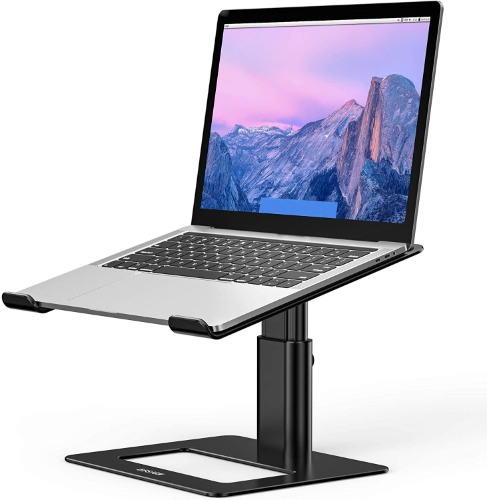 BESIGN Aluminum Laptop Stand, Ergonomic Adjustable Notebook Stand, Riser Holder Computer Stand Compatible with Air, Pro, Dell, HP, Lenovo More 10-15.6" Laptops (Black) / Gray