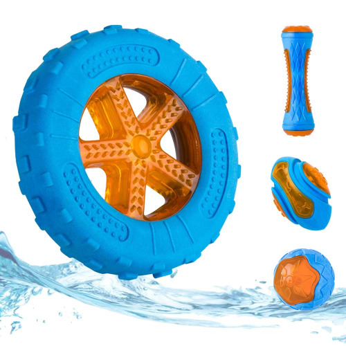 Dog Squeaky Toys, Pool Toys, Floating Toys for Interactive Fetch & Play, Dog Beach Toy, TPR (Wheel)