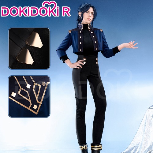 【Size S-3XL】DokiDoki-R Game Cosplay Costume Blue Black Military Uniform | 2XL-Order Processing Time Refer to Description Page