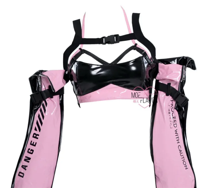 Danger Cyber Cat Outfit - Yellow & Black / Top / S/M