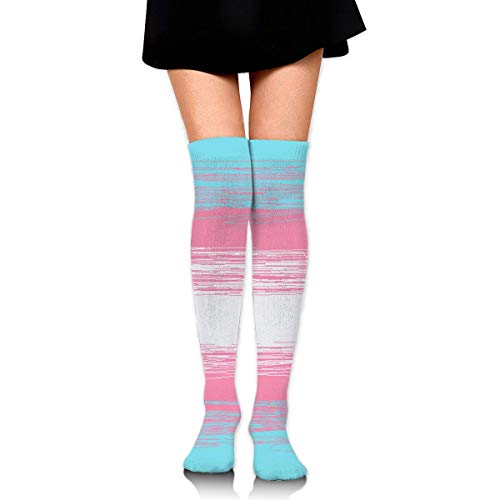 Hdadwy Transgender Flag Women Thigh High Socks Over Knee High Stockings Long Boot Socks