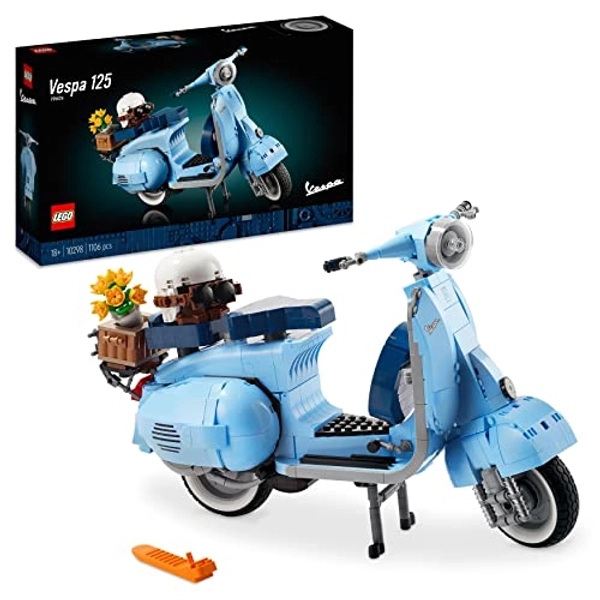 LEGO 10298 Icons Vespa 125 Scooter, Vintage Italian Iconic Model Building Kit, Display Collection Décor Set for Adults, Relaxing Creative Hobbies Idea