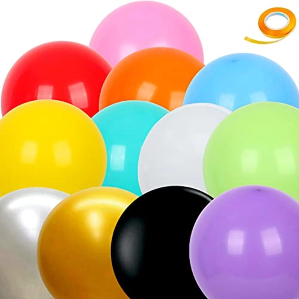 12Pcs 36" Giant Latex Assorted Colour Balloons (with 1Ribbon),Round Thick Balloons Reusable Extra Large Balloons for Photo Shoot Wedding Birthday Party Halloween Xmas Baby Shower Carnival Decorations